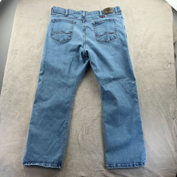 Wrangler Mens Jeans Size 38x28 Measured Relaxed Fit Bootcut Blue Denim Casual - Picture 14 of 14